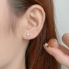 Moonstone Stud Earrings for Women Screw Back Cartilage Earring Cat's
