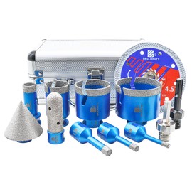 Diamond Core Drill Bit Set - BRSCHNITT Tile Hole Saw Kit 1/4"5/16"3/8"4/5" 1-3/8"2"2-1/2" & 4/5"Finger Bit & 2"Chamfer Bit for Porcelain Tile Ceramic Marble Granite & Diamond Blade