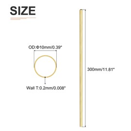 DTGN 10mmx0.2mmx300mm(ADxWand TxL) Messing Rohr - 6Pack - Gut für Maschinen Ausrüstung Selbstbau Dekorative Rahmen - Runde Metall Schläuche