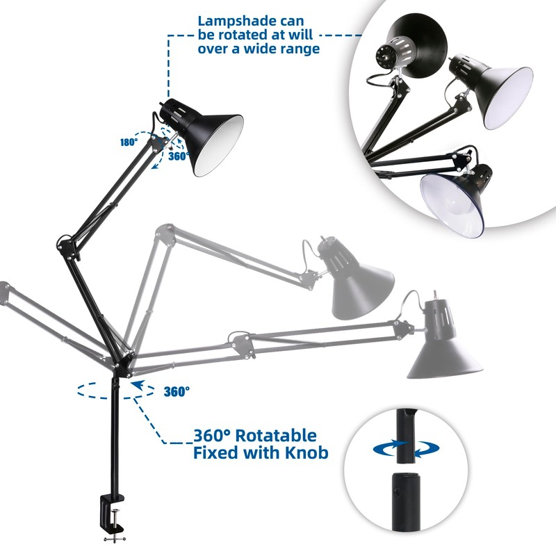 2 Pack Desk Lamp w/A19 E26 LED Bulb for Home