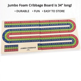 S&S Worldwide Jumbo 34" Long Foam Cribbage Board. 2-Piece Board Locks Together to Form a Huge 34" x 14-1/5" x 1" Thick 3 Track Board. Includes 12 Easy to Grasp Pegs. Perfect for Seniors.