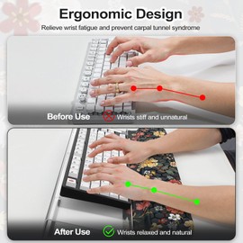 AnyShock 2 in 1 Wrist Pad for Keyboard, 3-Level Height Adjustment Keyboard Riser for Typing, Memory Foam Wrist Support for Keyboard for Office Home(Off White)