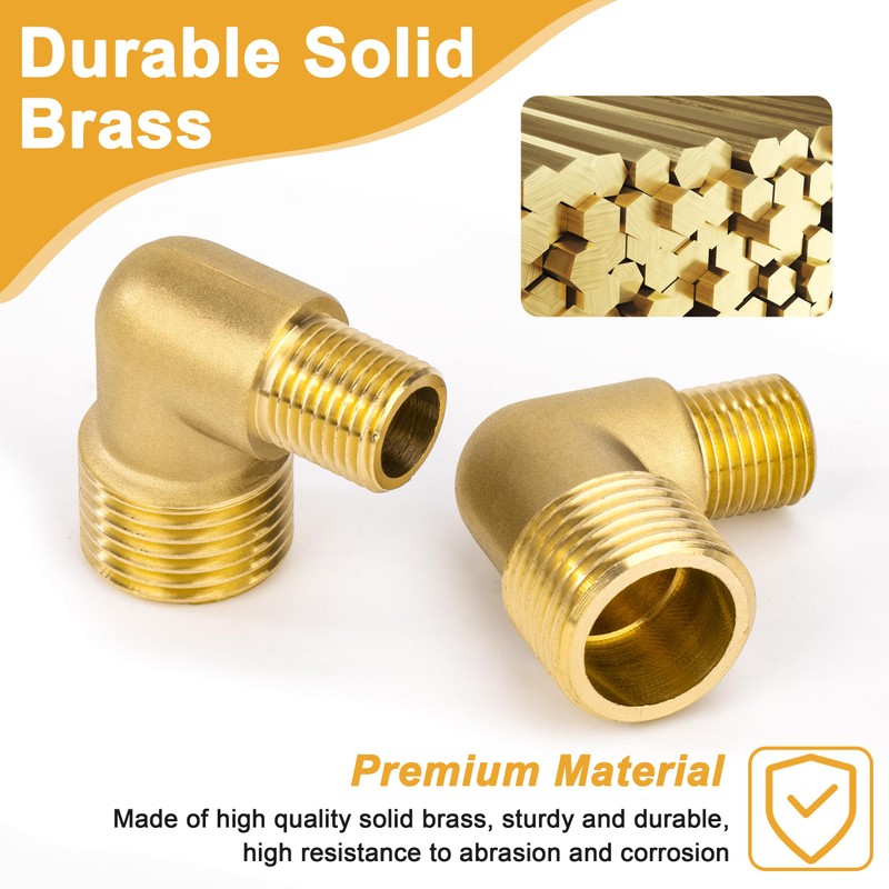 Brass 90 Degree Angle Connector, Pack of 2 1/2 Inch