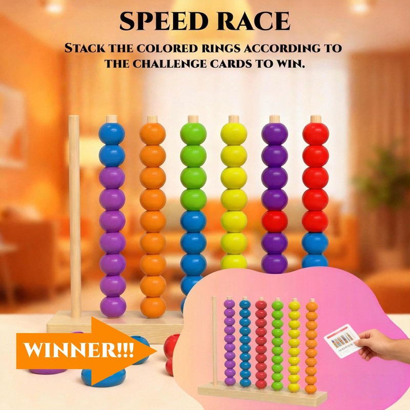 Wooden Color Stacking Puzzle Game for Adults with 20 Challenge