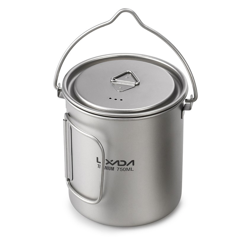 Lixada Lightweight Titanium 3 Pieces Set Titanium 750ml Pot 350ml