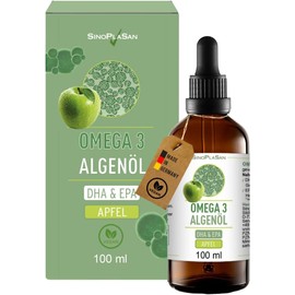 Premium Omega 3 Algae Oil | High Dose | Natural DHA & EPA for Heart, Brain & Vision | Vegan | 100 ml | 40 Days Supply | Apple