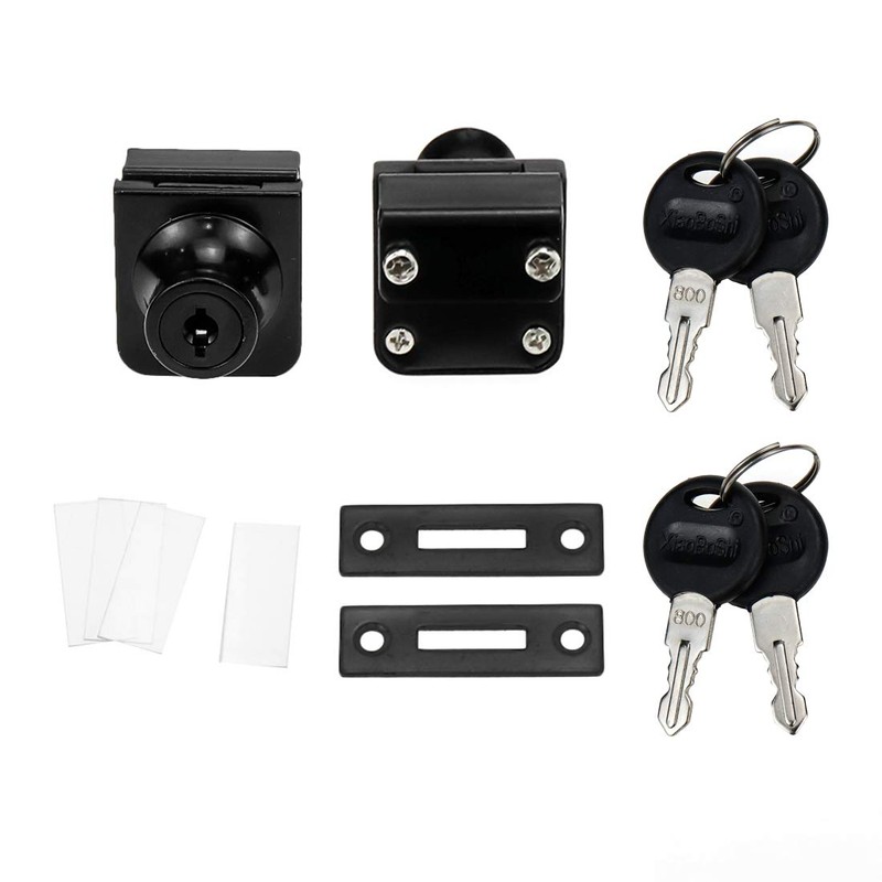 No Drill Glass Lock 2 Sets Black, for 0.2-0.3 inch
