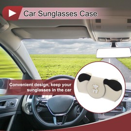 Motoforti Car Sunglasses Case Magnetic Universal Car Visor Eyeglasses Holder Storage Box PU Leather Beige 18x7.6cm 1 Pcs