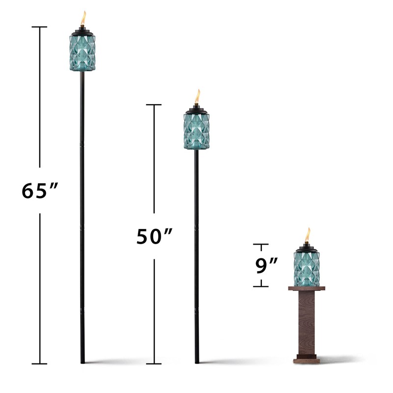 TIKI 2-Pack Topaz Blue Glass TIKI Torches – 65" Outdoor