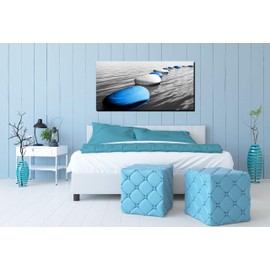Xxliren Large Canvas Wall Art For Living Room - Blue Stones Wall Art - Zen Art Wall Decor Ready To Hang Size 60 x 30 Inch