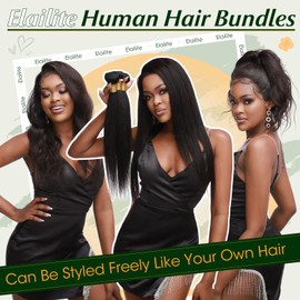 Elailite Bundle Extensions Real Hair #4 Medium Brown 55 cm Sew-in Hair Extensions Brazilian 100 g