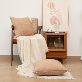 ACUSHLA Throw Pillow Cover, 45 x 45 cm, Pack of 2, Boho Modern Decorative Cushion Covers for Farmhouse Home Decoration, Sofa, Couch, Living Room, Bedroom, Patio Furniture (Khaki Houndstooth Pattern)