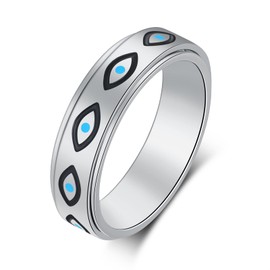 LuckyAmor Anxiety Ring for Women Fidget Rings,6mm Cute Cat Ring Stainless Steel Spinner Rings for Anxiety for Women Stress Relief Gift for Teen Boys Girls Size 6-10…, Non-Precious Metal, No Gemstone,