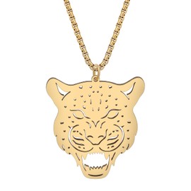 RAIDIN 18K Gold Silver Plated Stainless Steel Cute Tiger Necklace for Women Girls Children Leopard Pendant Jewellery Gifts for Animal Lovers, Stainless Steel, No Gemstone