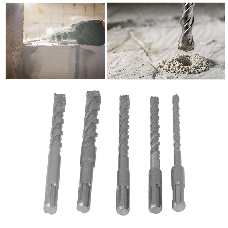 5PCS Masonry Drill Bit Set 40cr Cemented Carbide 160mm Drill