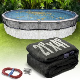 21-Ft x 41-Ft Pool Leaf Net Cover for Oval Above Ground Pools - Pool Net Fine Mesh Cover, Above Ground Pool Leaf Net, Keeps Out Debris, Easy Installation, Black
