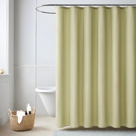 MIULEE Linen Textured Shower Curtain, 120 x 200 cm, Lime Green, Heavy Hotel Luxury Polyester Waterproof Shower Curtains, Anti-Mould, Washable Fabric Bath Curtain for Bathroom with 8 Rings