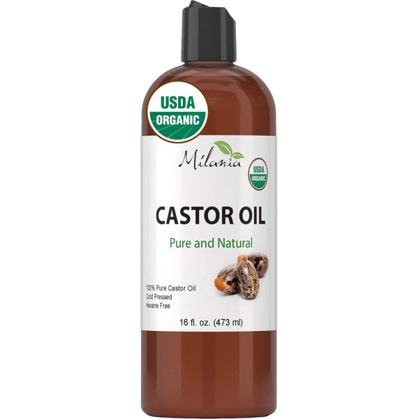 Premium Organic Castor Oil - 100% Pure and Hexane-Free Cold-Pressed Beauty & Skincare Serum - Eyelash & Eyebrow Hair Growth Enhancer - Natural Conditioner, Skin Moisturizer, Laxative for Men & Women