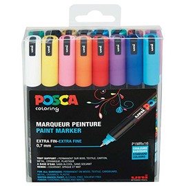 Posca PC1MR/16 Box of 16 Marker Pens Extra-Fine Assorted Colours