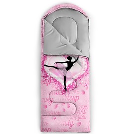 QOOMO Ballerina Love Printed Camping Sleeping Bags,3 Season Warm & Cool Weather,Lightweight,Waterproof Sleeping Bags for Adults & Kids,Traveling,and Outdoors,Camping Gear Equipment, 31x90inch