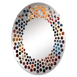 Folk religion wall mirror, Oval 0 mirror, Round Blue bathroom mirror, Folk religion vanity mirror Offerings to Deities in Religious Tradition I printed mirror decor, oval mirror 20x30