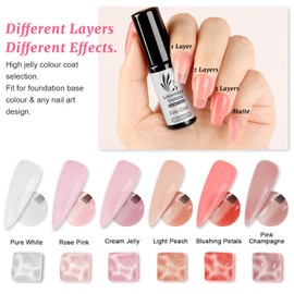 Lavender Violets Sheer Gel Nail Polish Set - 6 Gel Nail Colors, Jelly UV Gel, Translucent Shades: Milky White, Pink, Nude - Neutral All-Year Soak Off LED Gel Manicure Kit - C204