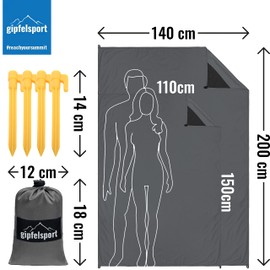 gipfelsport Picnic Blanket - Outdoor Picnic Blanket I Beach Blanket Waterproof Washable Sand-Free I 150 x 110 cm Large I Grey