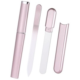 Rose Gold Crystal Nail File and Buffer Set - Glass Nail Shiner, Nano Polisher for Travel and Salon Use - Stocking Stuffer Gift for Women