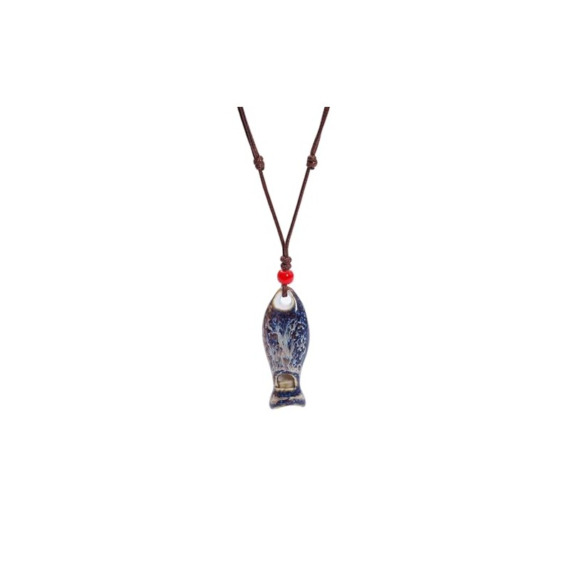 POYAMUSE Ceramic Fish Whistle Pendant Necklace for Women - Handmade