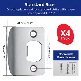MOSECYOU Standard Door Strike Plates 2-1/4"x1-3/4", Satin Nickel, 4 Pack