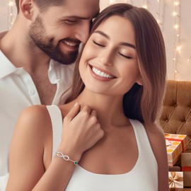 CDE Infinity Heart Symbol Charm Link Bracelet for Women 925 Sterling Silver Stainless Steel Adjustable Anniversary Jewelry Christmas Birthday Gifts for Women Wife Girlfriend Her (Sterling Silver-05-May)