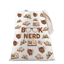 PLITI Book Nerd Tote Bag Reading Lover Gift Librarian Appreciation Gift Bookworm Gift Bookish Gift Book Lover Shoulder Bag (Book Nerd TGU)