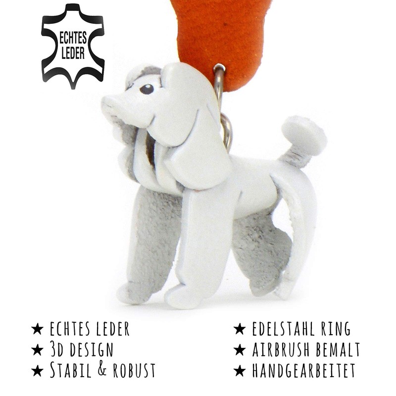 MONKIMAU Women's Leather Keyring Poodle Dog Figure