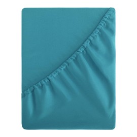 Aisbo Double Fitted Sheet Teal - Extra Deep Pocket Bed Sheet 16 inch 40 cm - Microfiber Bottom Sheet, 135x190cm
