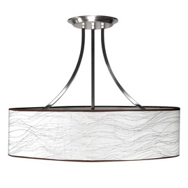 Dream lighting 12volt DC 25x20 inch Big Pendant Light for RV Motorhome Boat Interior Kitchen Island Lighting, Overhead Hanging Ceiling Light Fixture -Oval Fabric Shade, Without Switch