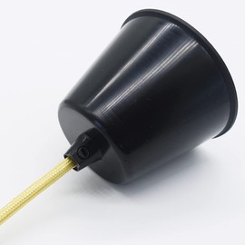 Canopy Black Glossy Plastic with Locking Screw for Supply Cable Lamp Cable Pendant Light Pot Lamp Pot Ceiling Pot Diameter 92 mm Height 70 mm