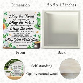 Irish Blessing Decor St. Patricks Day Decor, Rustic an Irish Blessing Wood Sign Home Tabletop Shelf Desk Decor, St Patricks Day Decorations, 5 X 5 Inches