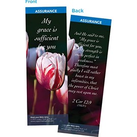 Christian Bookmark with Bible Verse, Pack of 25, Assurance Themed, My Grace is Sufficient for You, 2 Corinthians 12:9