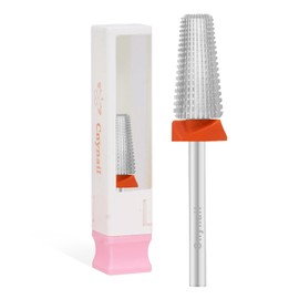 Cnynail 5 in 1 Nail Drill Bit, Tungsten Carbide Multi-Function Bit for Acrylic Nails, Hard Gels, Cuticles Removal, 3/32" Shank, Two-Way Rotation for Left & Right-Handed Use (F Grit, Silver)