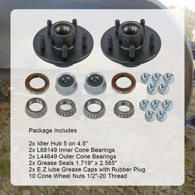 JDMSPEED Trailer Idler Hub Kits 5 on 4.5" for 3500