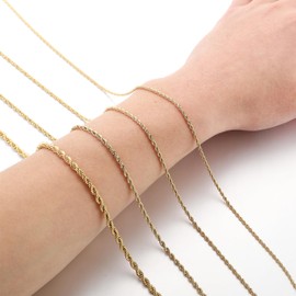 RWQIAN Kordelkette Herren goldkette Edelstahl verdrehte kette 2.5mm Damen Halskette 55CM