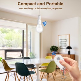 Thinkbee Remote Control Light Socket - Wireless Light Switch Kit E26 E27 Bulbs Base Holder Screw-in Lamp Socket for Pull Chain Ceiling Light Fixture, No Wiring Needed