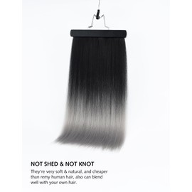 Yamel Weft Hair Extensions Sew in Weave Silky 1 Bundle Hair Weft 100 Grams Ombre Black to Grey Soft Straight Synthetic Hair Bundles