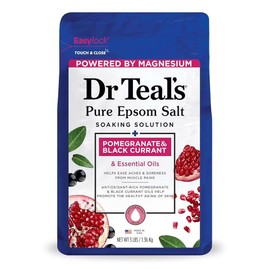Dr. Teal's 닥터 틸의 엡섬 솔트 마그네슘 소크, 석류 및 블랙 커런트, 3파운드 [34 Fl Oz (Pack of 4)] Dr. Teal's Epsom Salt Magnesium Soak, Pomegranate and Black Currant, 3 Pounds [34 Fl Oz (Pack of 4)]
