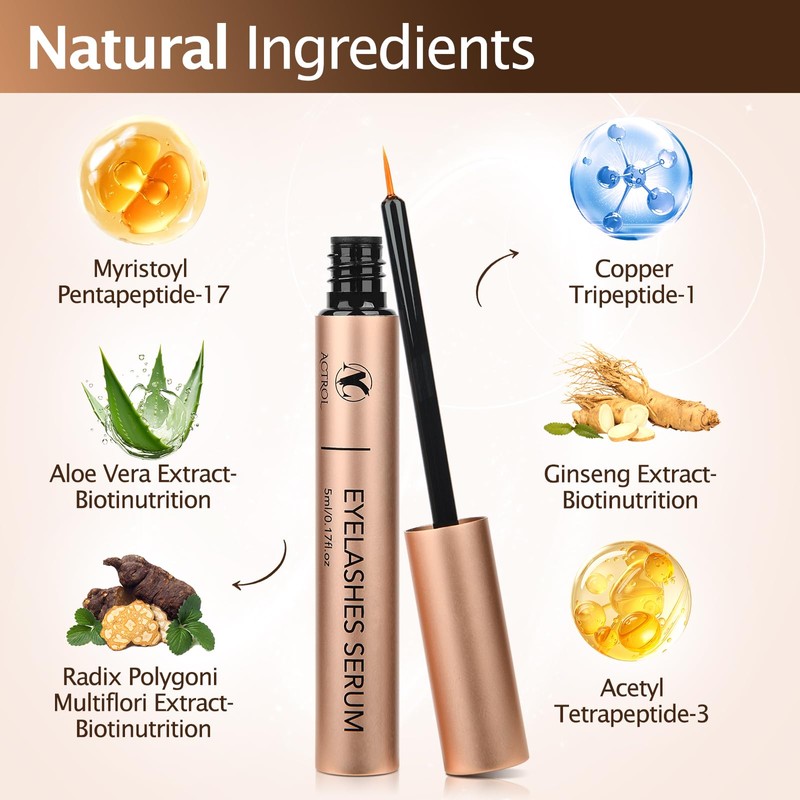 ACTROL Eyelash Growth Serum Safe Natural Peptides and Biotin, Lash