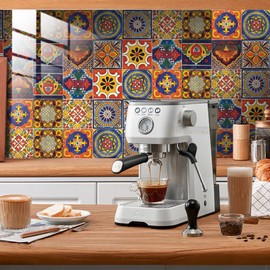 20 Pcs 6"×6" Tile Stickers Peel and Stick, Self Adhesive Waterproof Removable Mandala Style Tiles Backsplash for Kitchen Bathroom Furniture Staircase DIY Home Decor (6"×6", TS295)