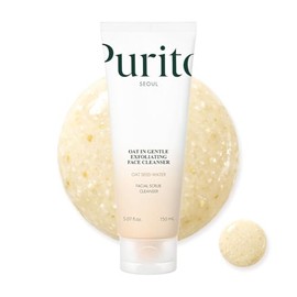Purito Limpiador facial exfoliante de avena, lavado facial diario hidratante con arcilla exfoliante suave que minimiza los poros, pantenol, agua de se