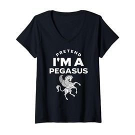 Womens Pretend I'm A Pegasus Costume Funny V-Neck T-Shirt