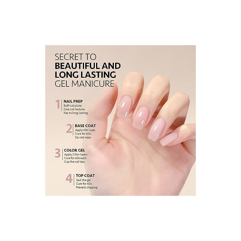 GAOY- Esmalte de uñas en gel Jelly Nude, esmalte en