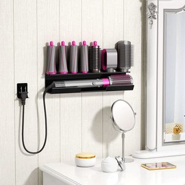 Wall Mount Holder for Dyson Airwrap Styler Hair Curling Iron Wand Barrels and Brushes Storage Stand Rack with Cord Organizer Acrylic